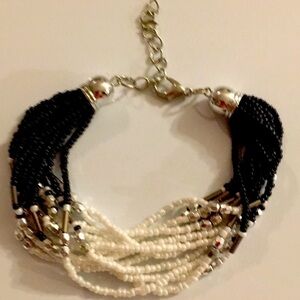 Bead Bracelet Black/White (N)